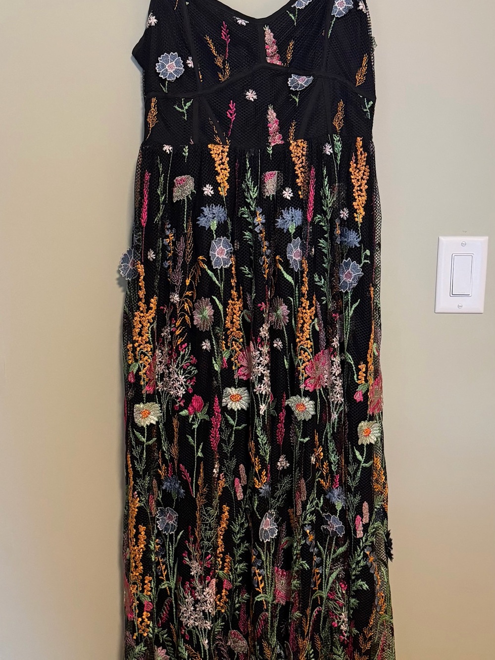 Black Floral Embroidered Maxi Dress